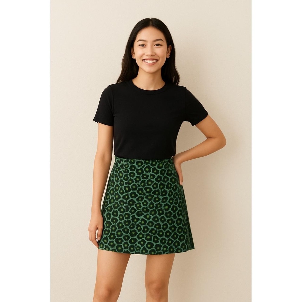 Urban Outfitters Green Floral Button Front Mini Skirt Women's Size S-P‎